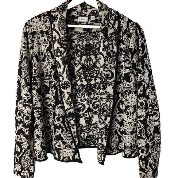 Kim Rogers Sweaters - Kim Rogers Cardigan Sweater XL Black White Open Office Casual Career Shrug